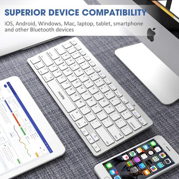 VicTsing Bluetooth Keyboard (PC172A) - Silver - Picture 3 of 15